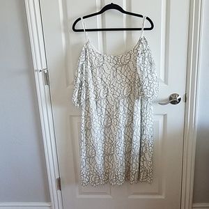 Off the Shoulder white and black lace dress